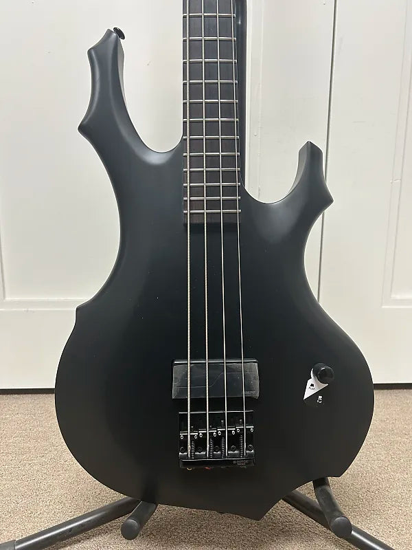 ESP LTD F-4 Black Metal Bass Guitar - Black Satin
