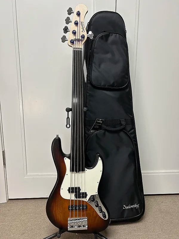 Sadowsky MetroLine 21-Fret Vintage Fretless P/J 5-String Bass Swamp Ash Body - Almond Sunburst Transparent Satin