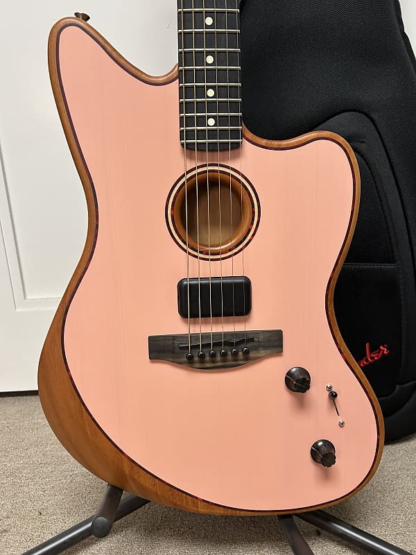 Fender Limited Edition American Acoustasonic Jazzmaster Acoustic Electric Guitar - Shell Pink