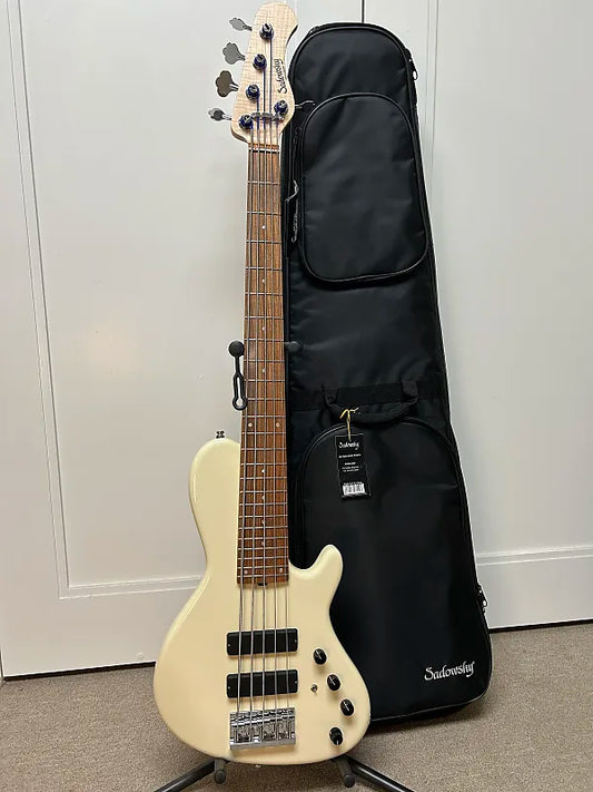 Sadowsky MetroLine 24 Fret 5 String Singlecut Soapbar Bass - Red Alder Body - Olympic White