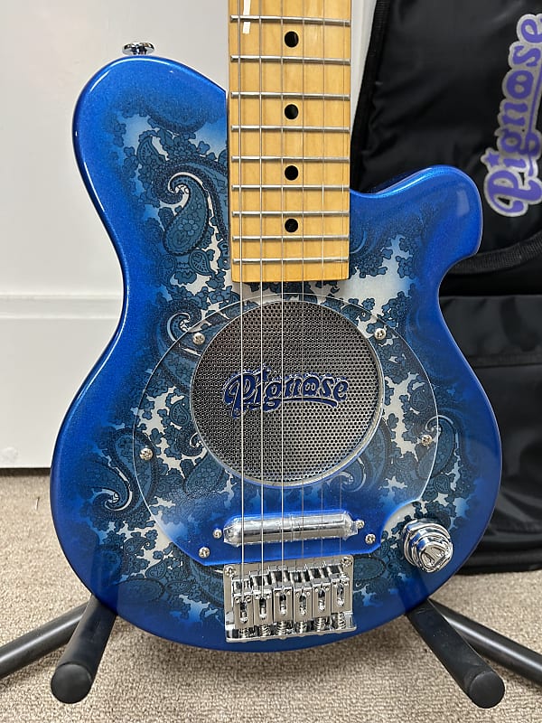 Pignose PGG-200 Mini Electric Travel Guitar - Blue Paisley w/Gig Bag