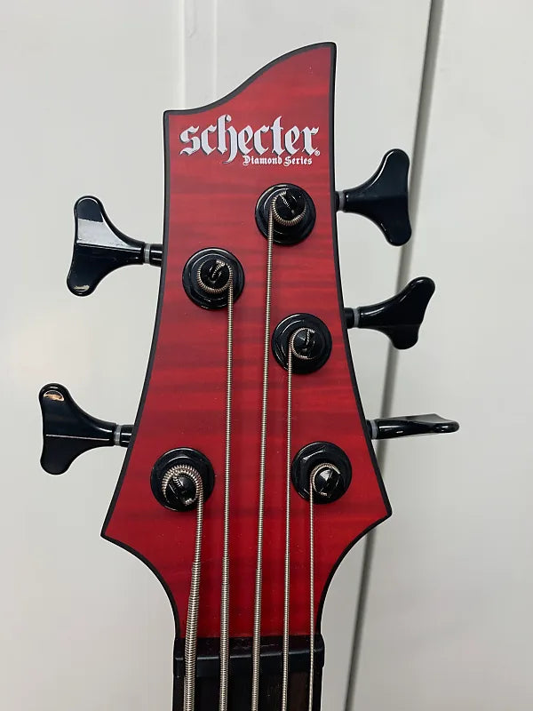Schecter C-5 GT Five String Bass Guitar - Satin Trans Red