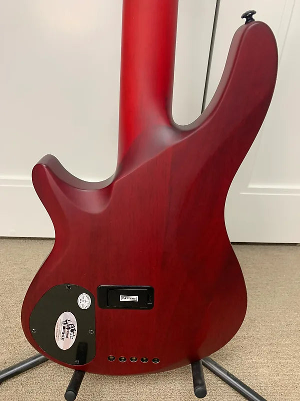 Schecter C-5 GT Five String Bass Guitar - Satin Trans Red