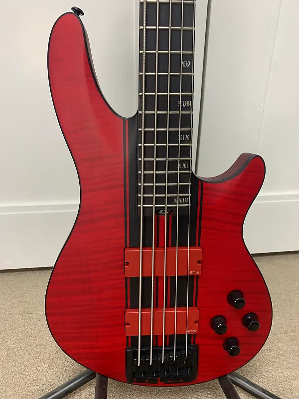 Schecter C-5 GT Five String Bass Guitar - Satin Trans Red