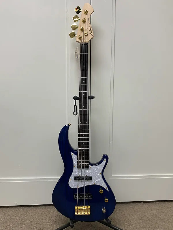 Aria Pro II RSB42AR Bass Guitar- See Through Blue- Brand New w/FREE GUITAR PEDAL